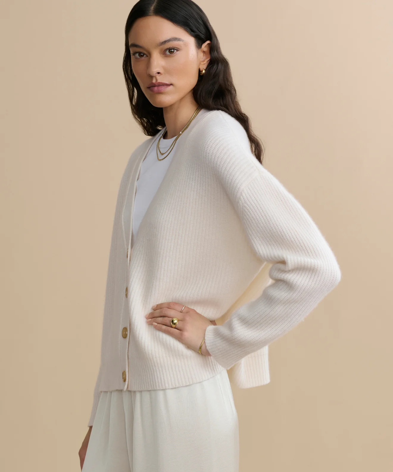 Cropped Cashmere Cocoon Cardigan - Image 3
