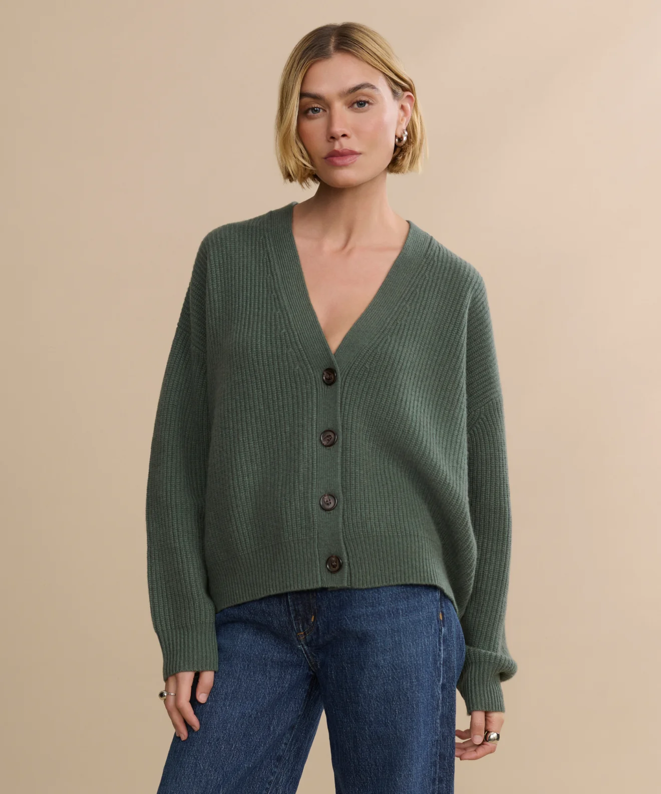 Cropped Cashmere Cocoon Cardigan