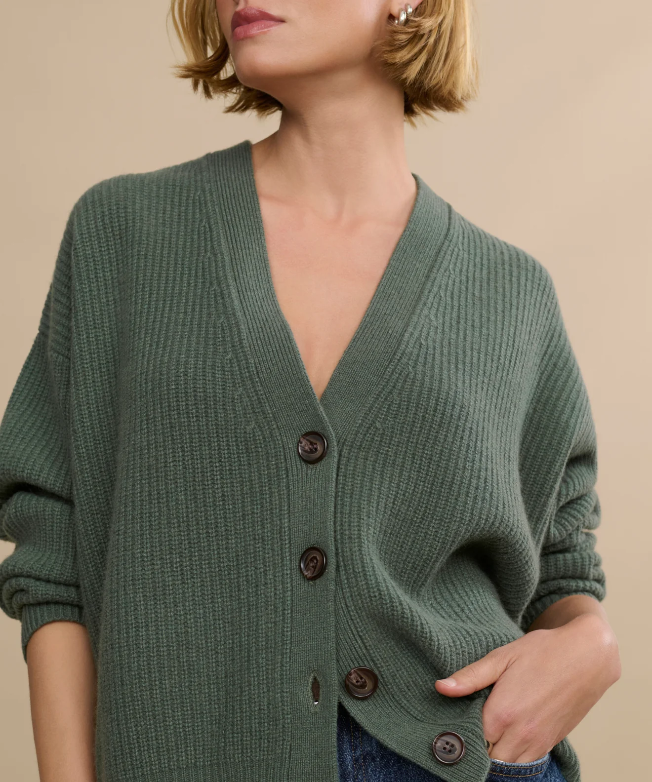Cropped Cashmere Cocoon Cardigan - Image 3