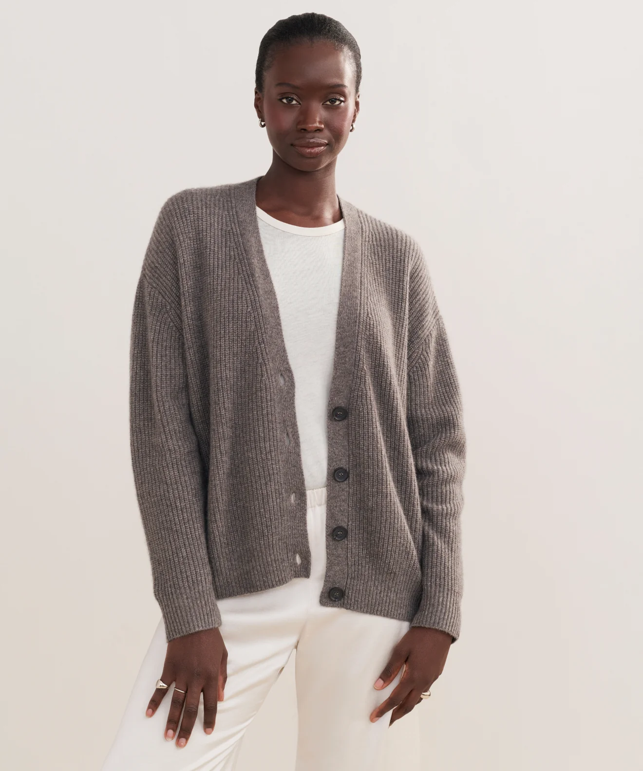 Cropped Cashmere Cocoon Cardigan - Image 2