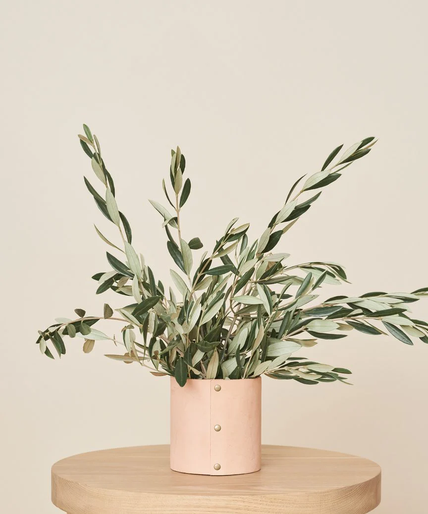 Small Leather Rivet Vase