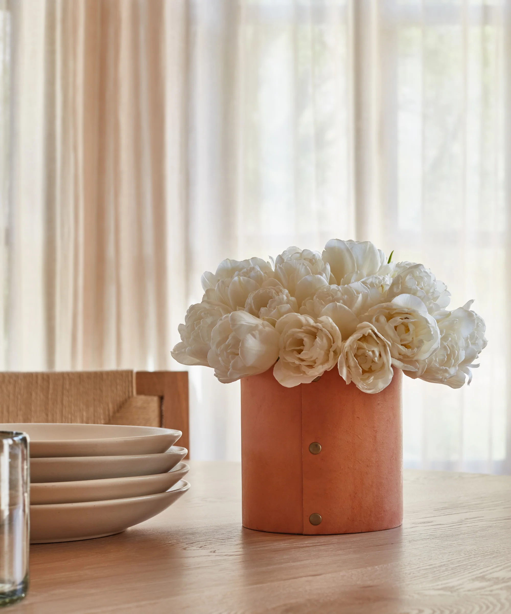 Small Leather Rivet Vase - Image 2